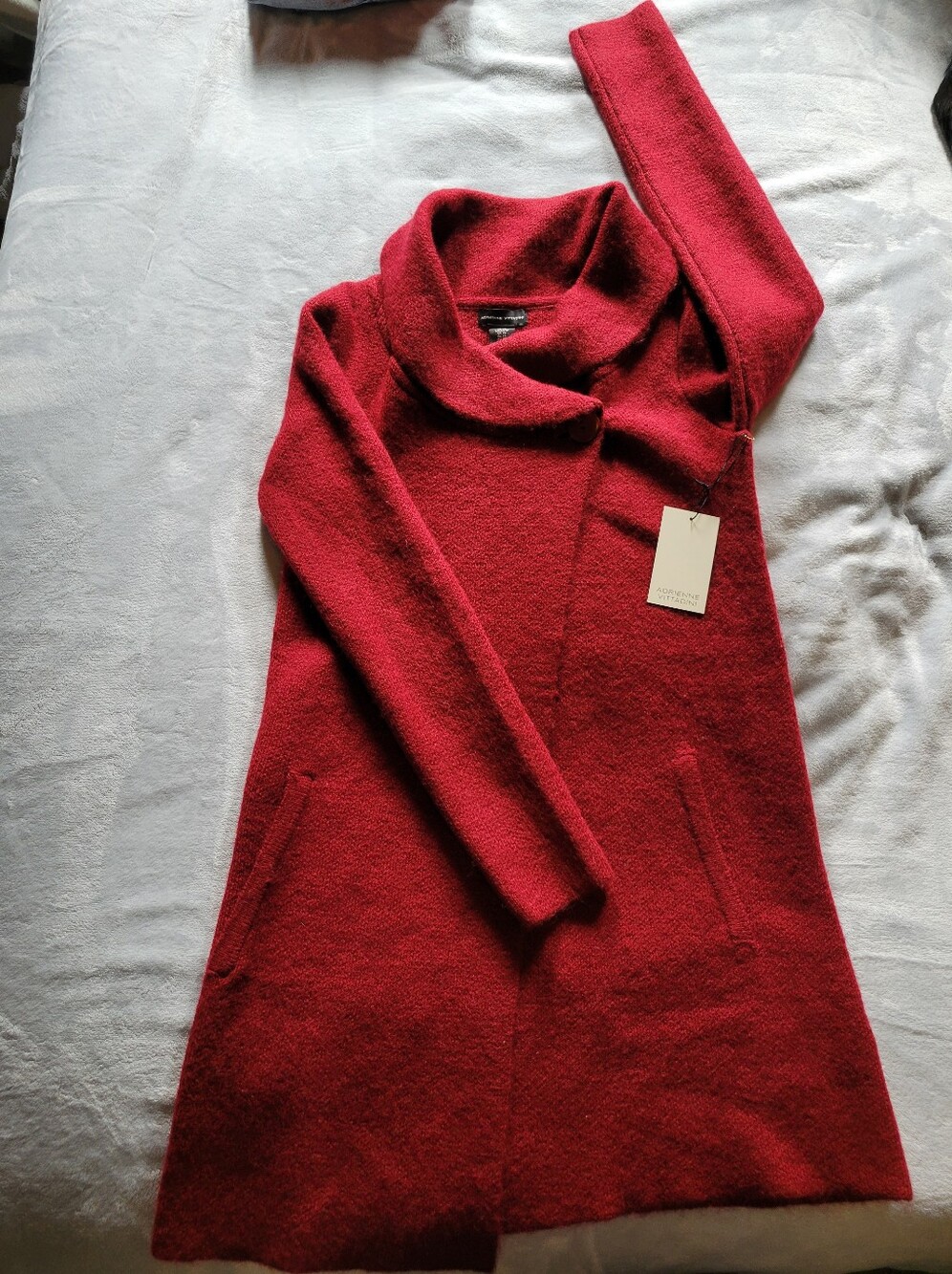Adrienne Vittadini | Red Long Shawl-Collar Sweater Coat